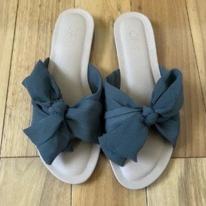Loft Pleated Bow Slide Sandals